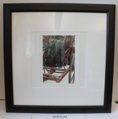 Framed Photograph of a Historic Fire Hose Wagon