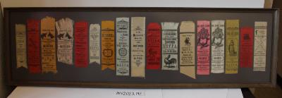 Framed Collection of 17 Silk Commemorative Ribbons