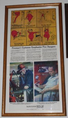 Framed Newspaper Clipping, "Fireman's Cartoons Emphasize Fire Dangers," The Minneapolis Star, Friday September 30, 1966, Page 1B