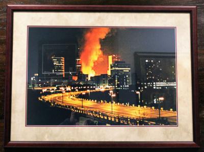 Framed Photograph of the Northwestern Bank/Minneapolis Thanksgiving Day Fire, 1982