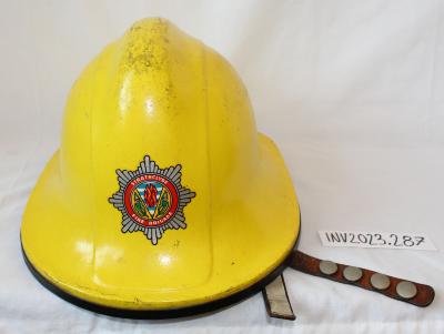 Yellow Plastic Strathclyde Fire Brigade Firefighter's Helmet