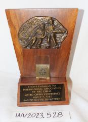 Award or Souvenir from the International Association of Fire Chiefs Metro Chiefs Conference, April 5-7, 1982, San Diego (California) Fire Department