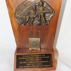 Award or Souvenir from the International Association of Fire Chiefs Metro Chiefs Conference, April 5-7, 1982, San Diego (California) Fire Department