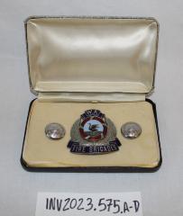 Badge with Buttons and Jewelry Box, Western Australia Fire Brigades 