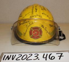 Firefighter Helmet, Signed, New Brighton Fire Department (Ramsey County, Minnesota)