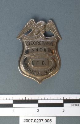 Badge for the Secretery of the Anoka Fire Department