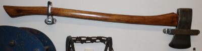 Fire Ax with Silver Steel Metal Head and Wooden Handle