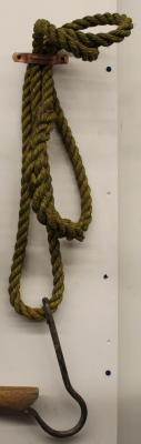Steel Metal Hook Attached to a Braided Rope