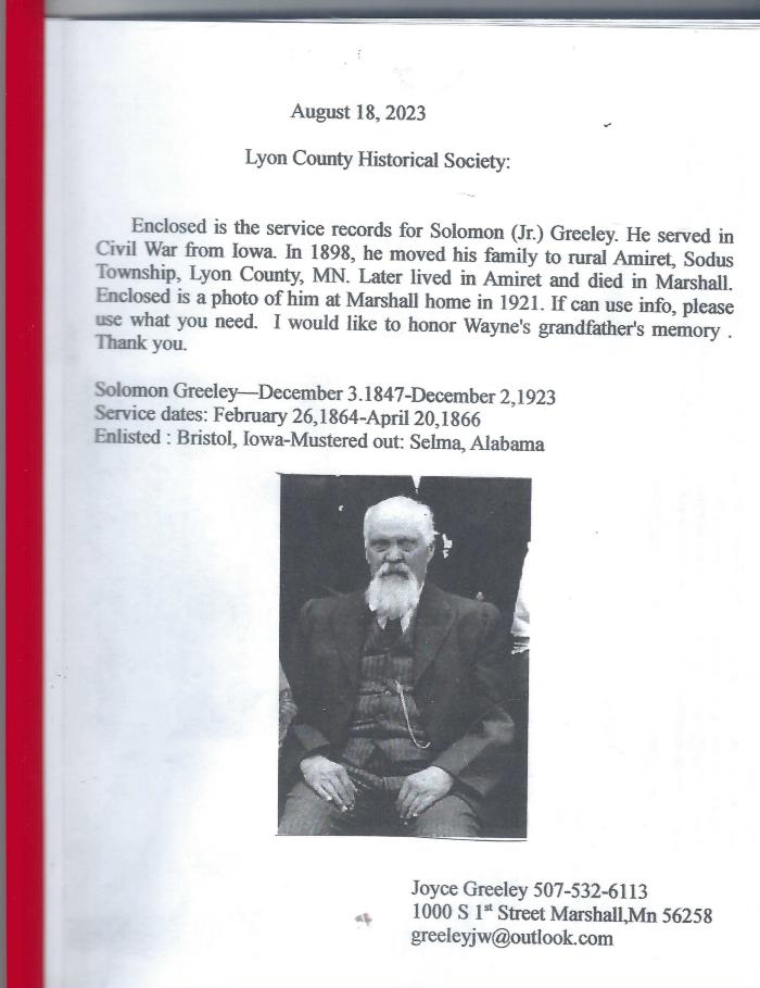 Solomon Greeley Service Records