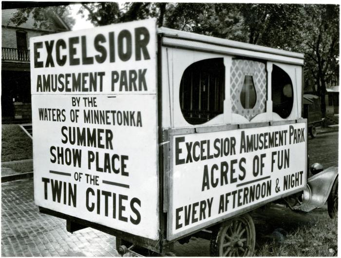 Excelsior Amusement Park advertising vehicle, c1950