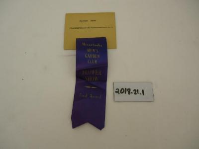 First Prize, Minnetonka Men's Garden Club Flower Show