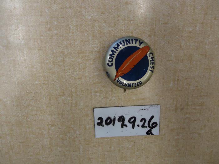 Community Chest Volunteer Pinback Button