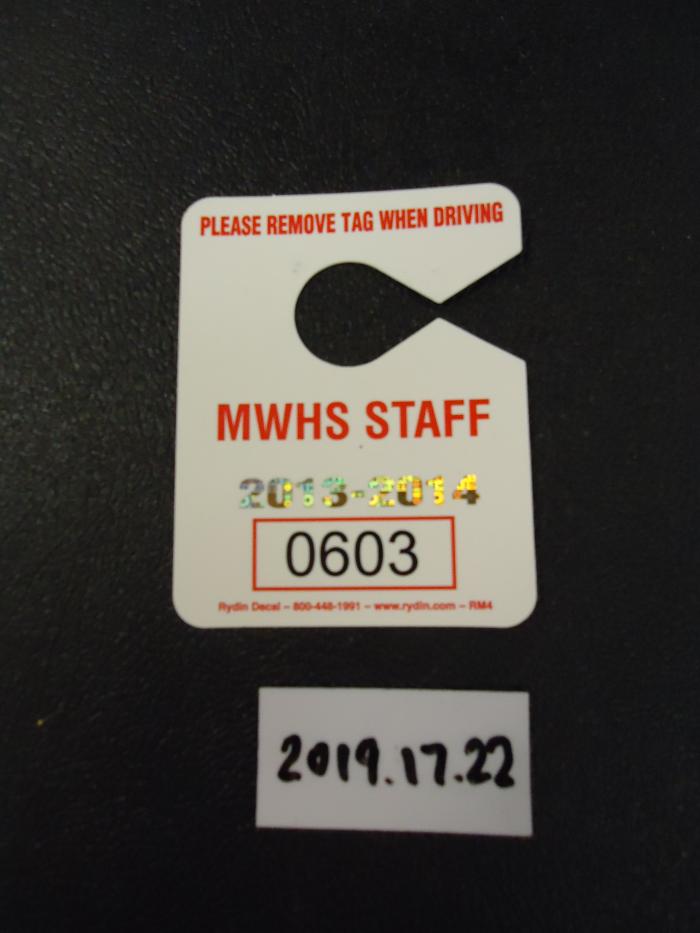 MWHS Staff Parking Tag
