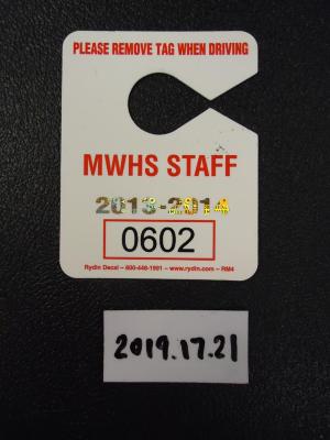 MWHS Parking Tag
