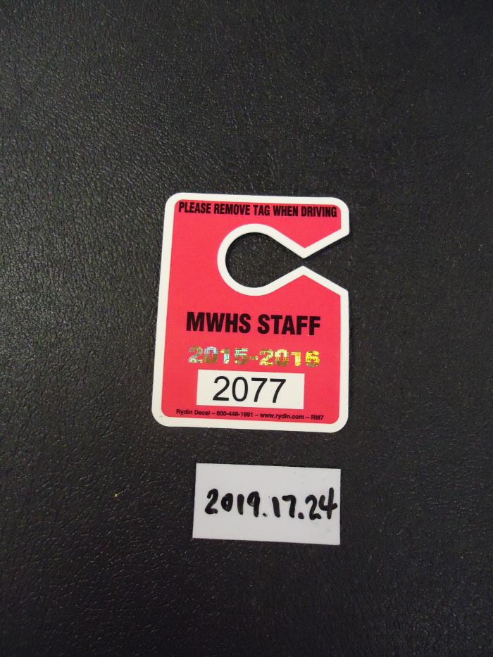 MWHS Staff Parking Tag