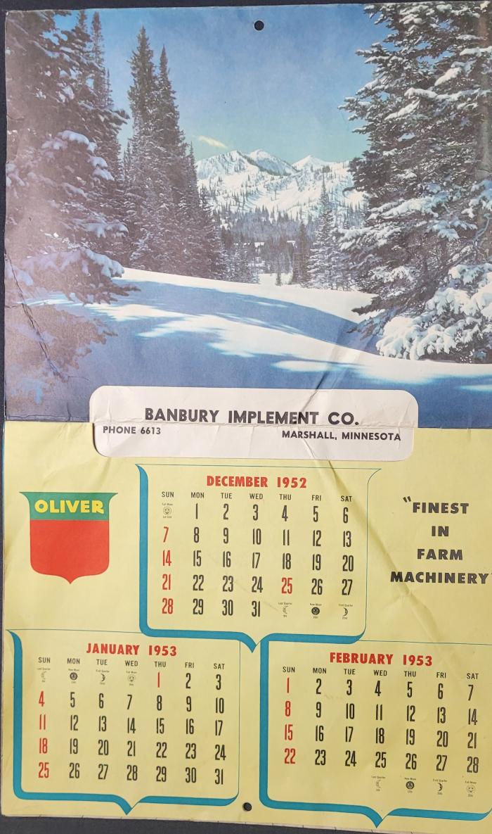 1952 Banbury Implement Calendar