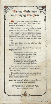 Merry Christmas and Happy New Year Advertisement from Washburn-Crosby Co.