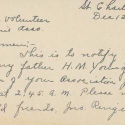 Veteran Volunteer Fireman's Association correspondence 1925