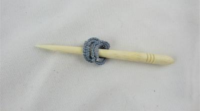 Tatted circle pieces in blue thread