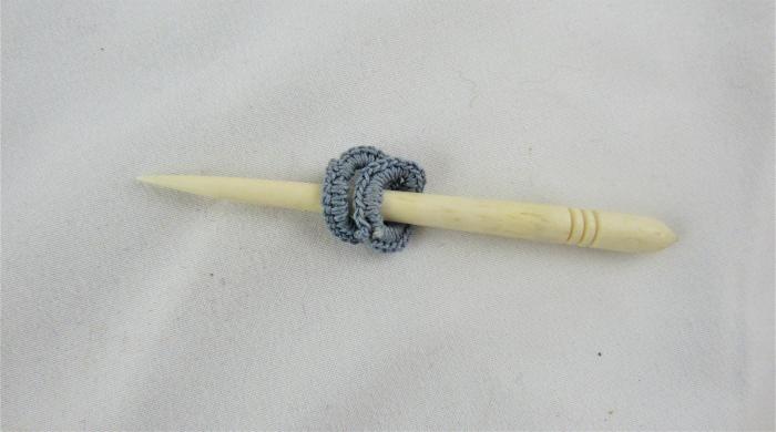 Tatted circle pieces in blue thread