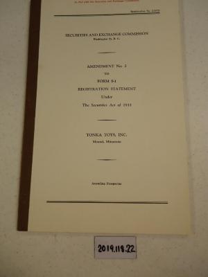Securities and Exchange Commission Filing, Tonka Toys