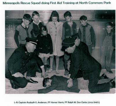 Minneapolis Fire Personnel Rescue Squad doing First Aid Training