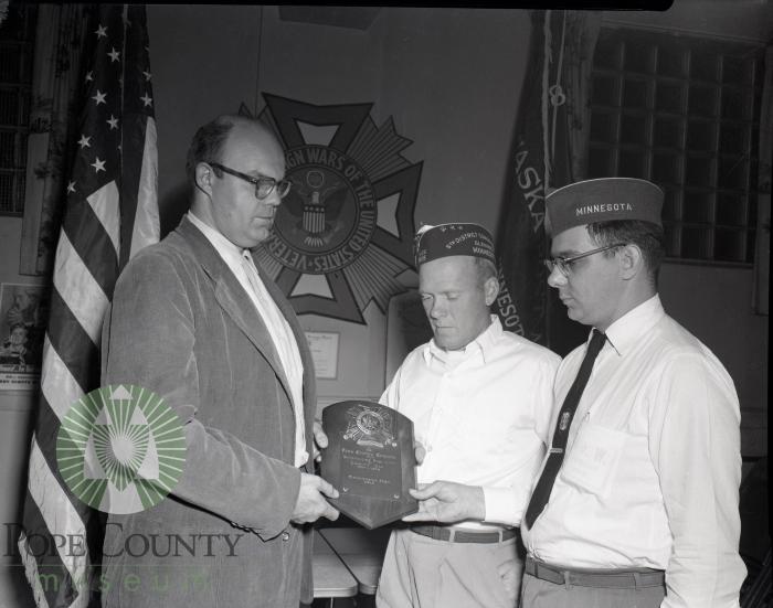VFW Award Plaque, VFW Post 3815, Ralph Marquette, Ruben C. Wilson, James M. Kinney