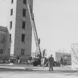 Minneapolis Fire Training on Hose Lines on Ladders