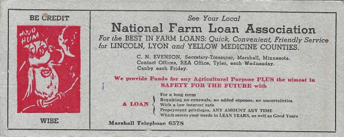 Advertisement for National Farm Loan Association