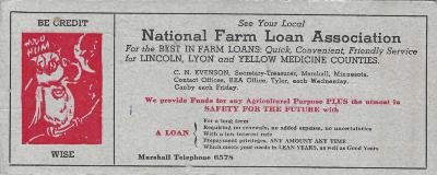 Advertisement for National Farm Loan Association
