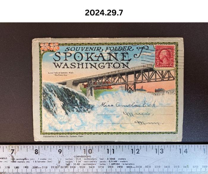 1 souvenier folder of Spokane, Washington.  Belongs to Emelia  Eck.