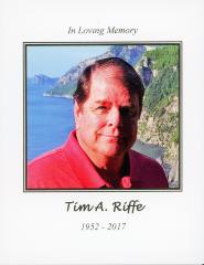 Funeral Card for Tim Riffe
