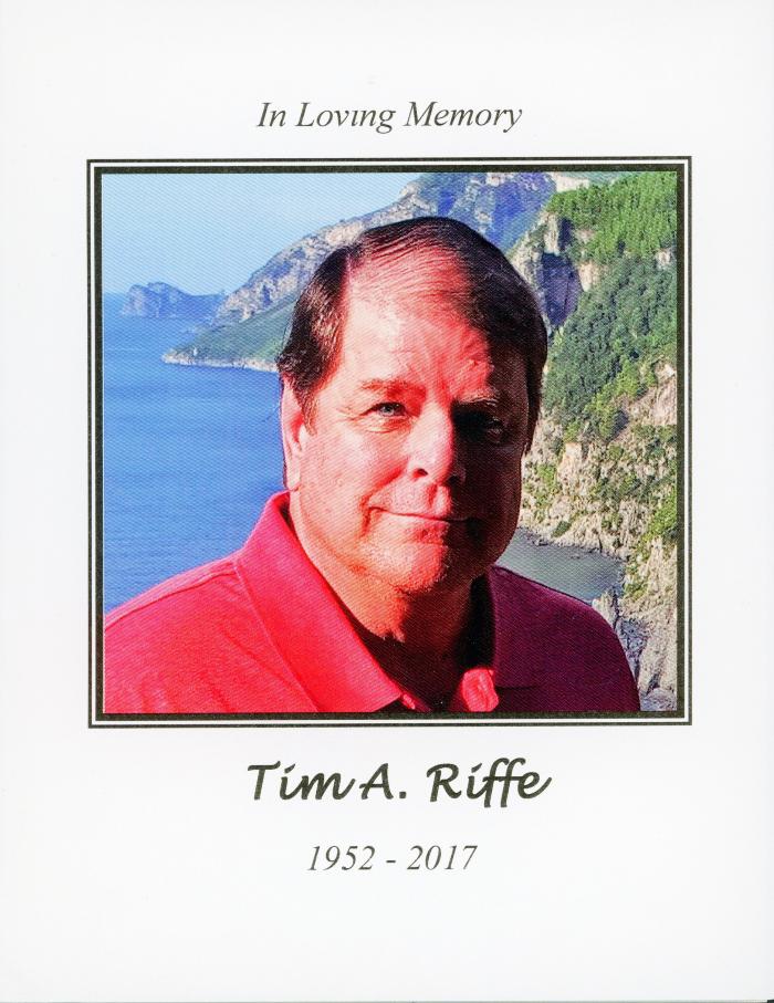 Funeral Card for Tim Riffe