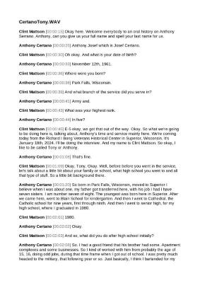 Oral History with Anthony Certano