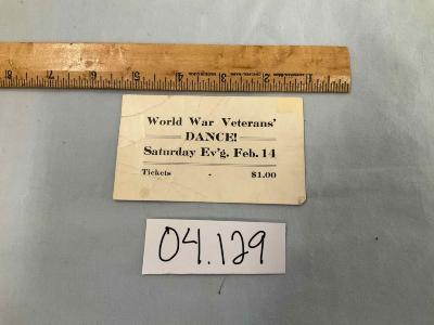 World War Veterans’ Dance Ticket