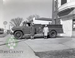 Don Kelly and Knute Eide with Glenwood, Minnesota new firetruck