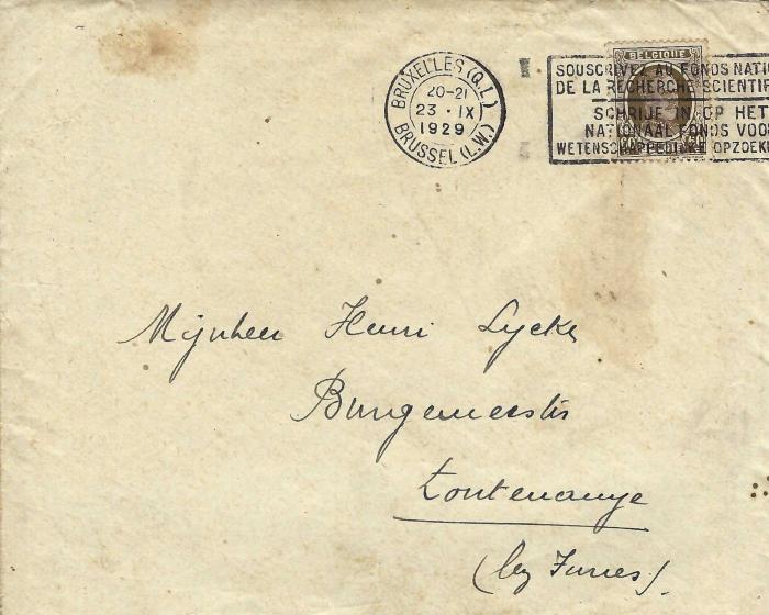 Letter from Brussels, Belgium, 23 Sept 1929
