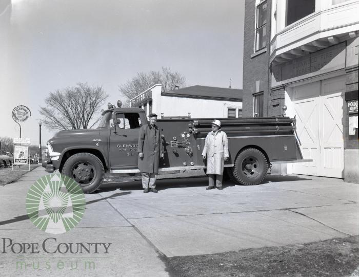 Don Kelly and Knute Eide with Glenwood, Minnesota new firetruck