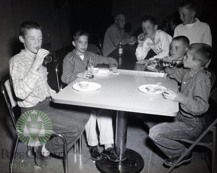 School patrol members enjoy treats. Glenwood, Minnesota