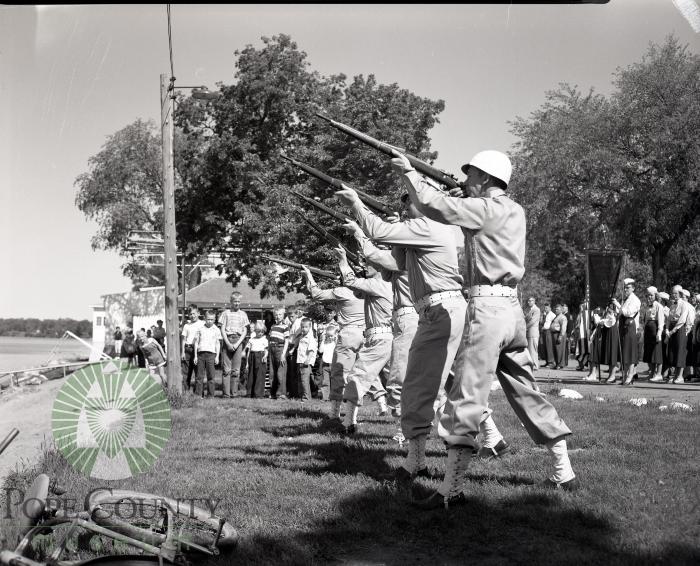 Firing squad during the 1957 Memorial Day ceremonies. Glenwood, Minnesota