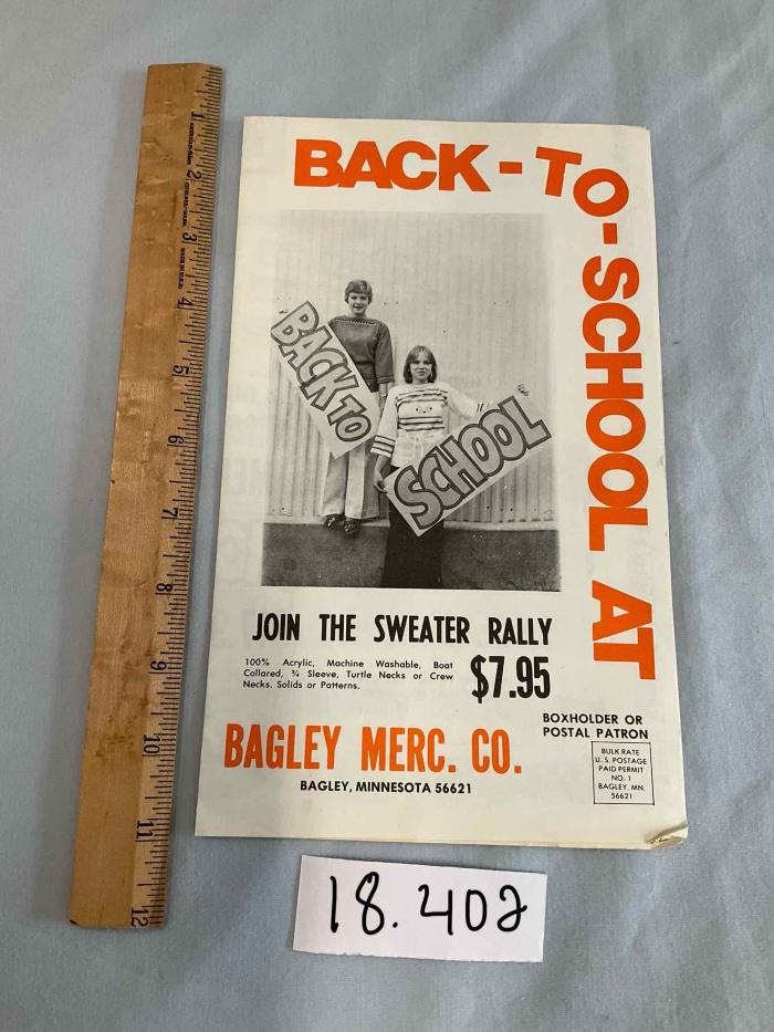 Bagley Mercantile's Back to School Advertisement