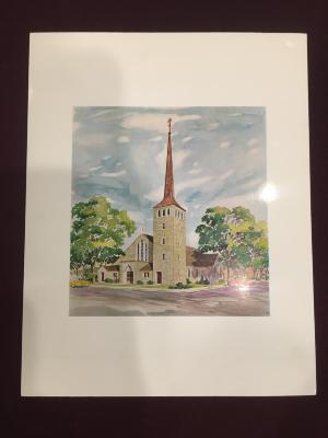 Watercolor print of Sacred Heart Catholic Church