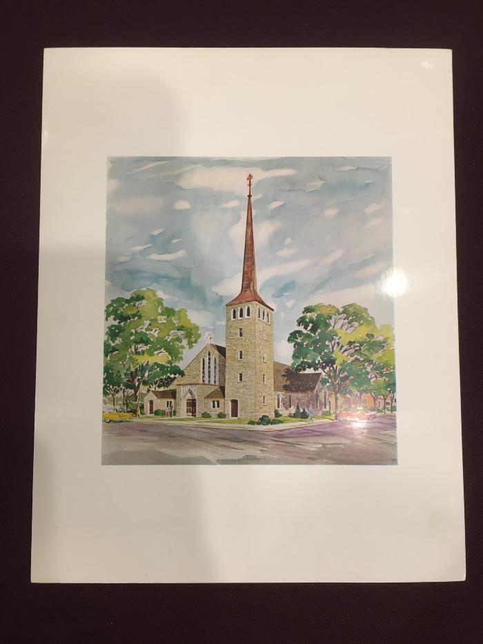Watercolor print of Sacred Heart Catholic Church