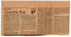 Newspaper Clipping, From The Grumble Seat