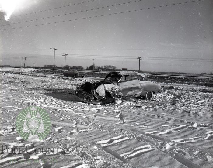 Crumpled Car, Accident happened On Highway 55 West of Brooten, Minnesota 