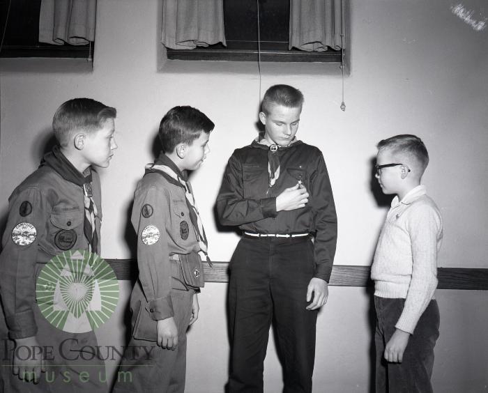 Troop 123 Boy Scouts, Glenwood, Minnesota James Buchholz, Dennis Sager, Donald Larson, Robert Ogdahl.