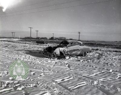 Crumpled Car, Accident happened On Highway 55 West of Brooten, Minnesota 