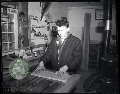 Hans Dalager at work in his shop. Glenwood Minnesota 