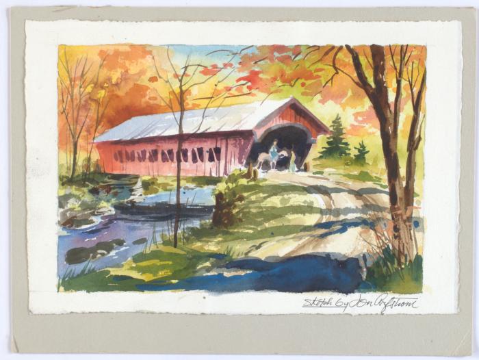 Arfstrom Watercolor Sketch of Covered Bridge