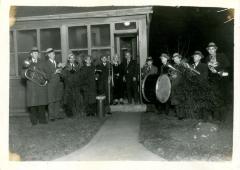 Henry and Bertha Dreyer 50th Anniversary, band outside their house 